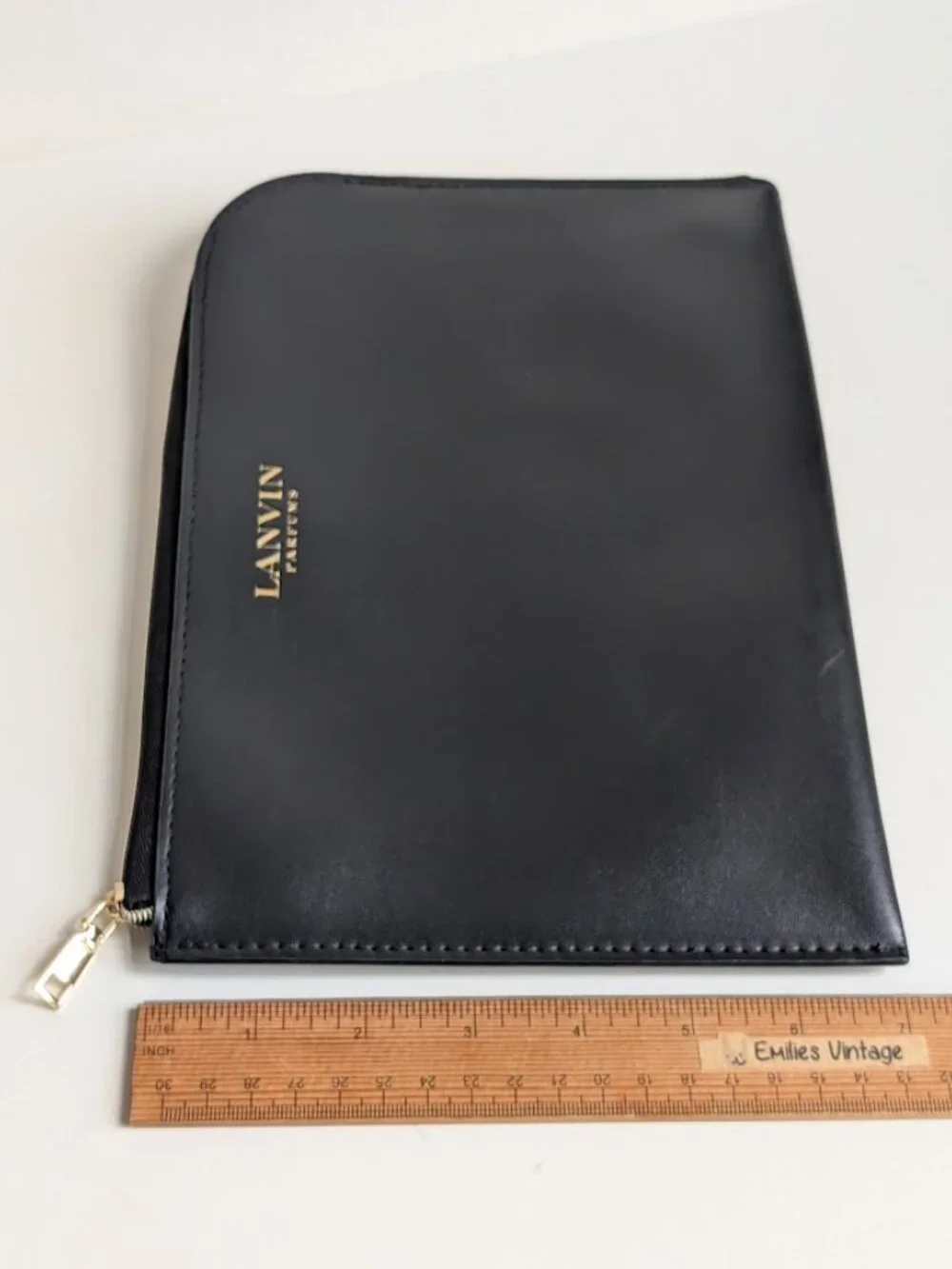Lanvin Pouch Clutch Turkish Airlines Amenity Kit Bag Black Passport Case